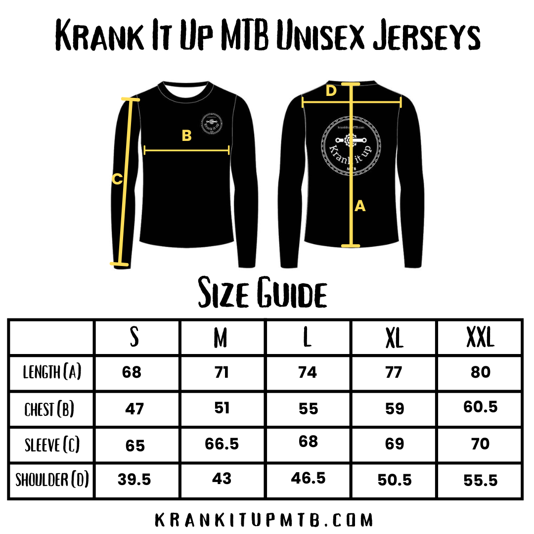 Krank it up mountain bike jersey sizing chart